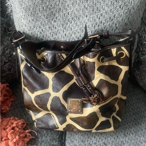 Dooney & Bourke Giraffe Print Bucket Bag - Brown and Tan